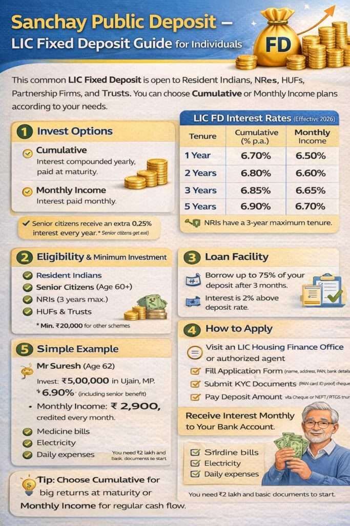 Sanchay Public Deposit LIC fixed deposit infographic