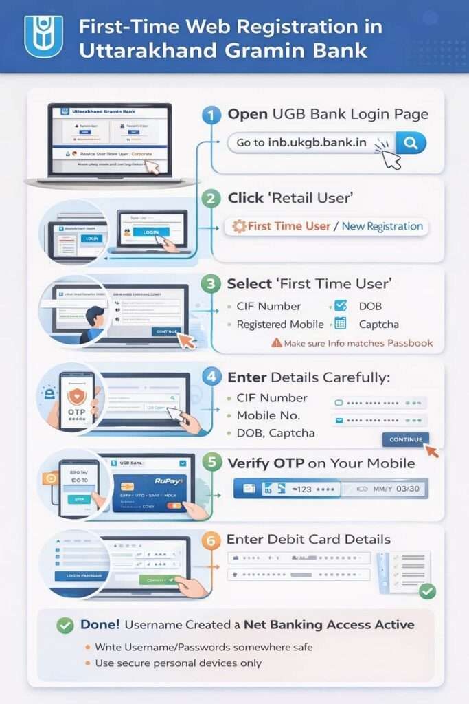 UGB net banking first-time web registration steps