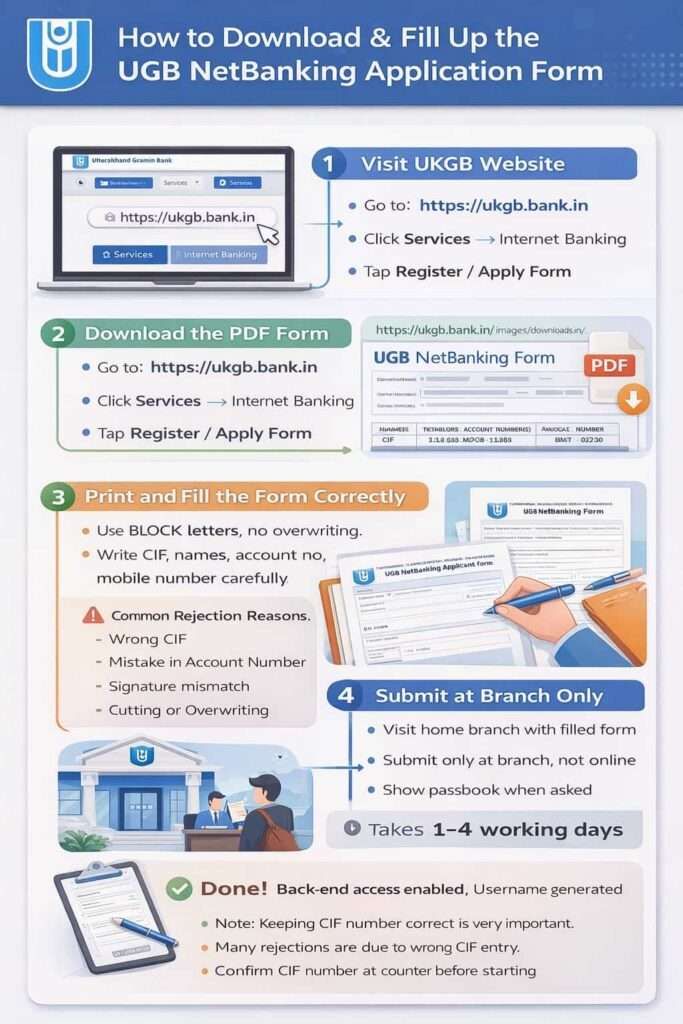 How to download and fill UGB net banking form