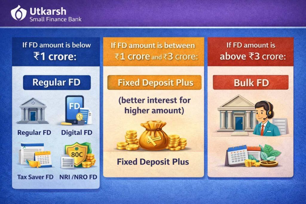Utkarsh Small Finance Bank FD types by deposit amount