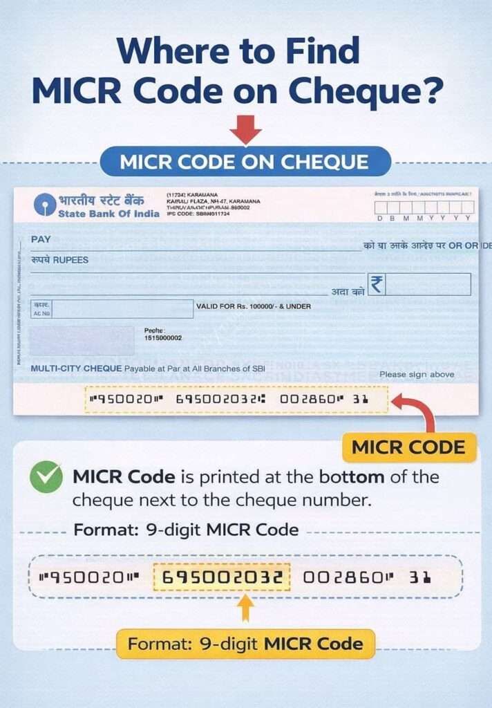 How to find MICR Code on cheque infographic with stats, numbers, data
