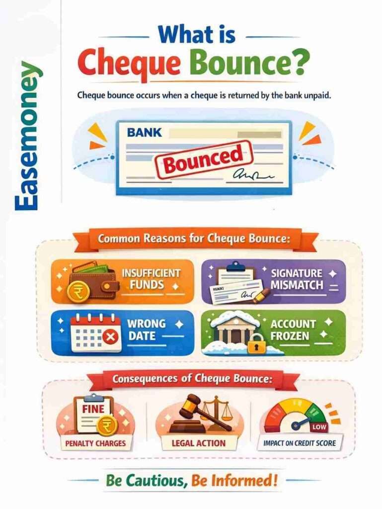 Cheque bounce meaning in India infographic