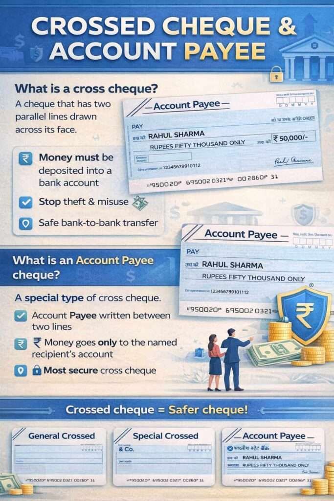 CROSSED CHEQUE infographic guide for india
