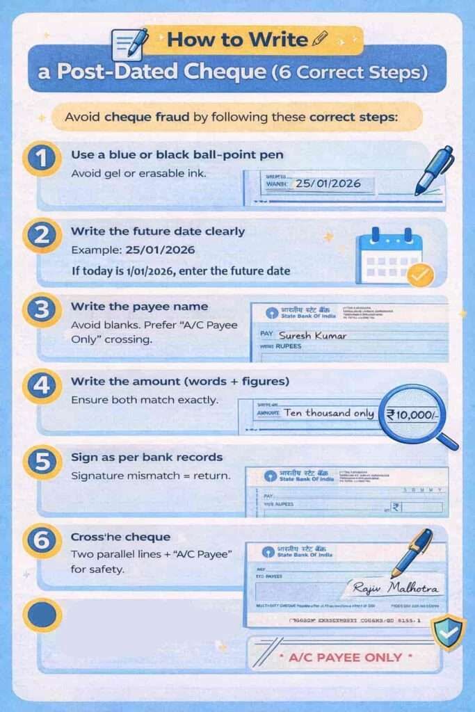 Write a Post-Dated Cheque for anyone SBI