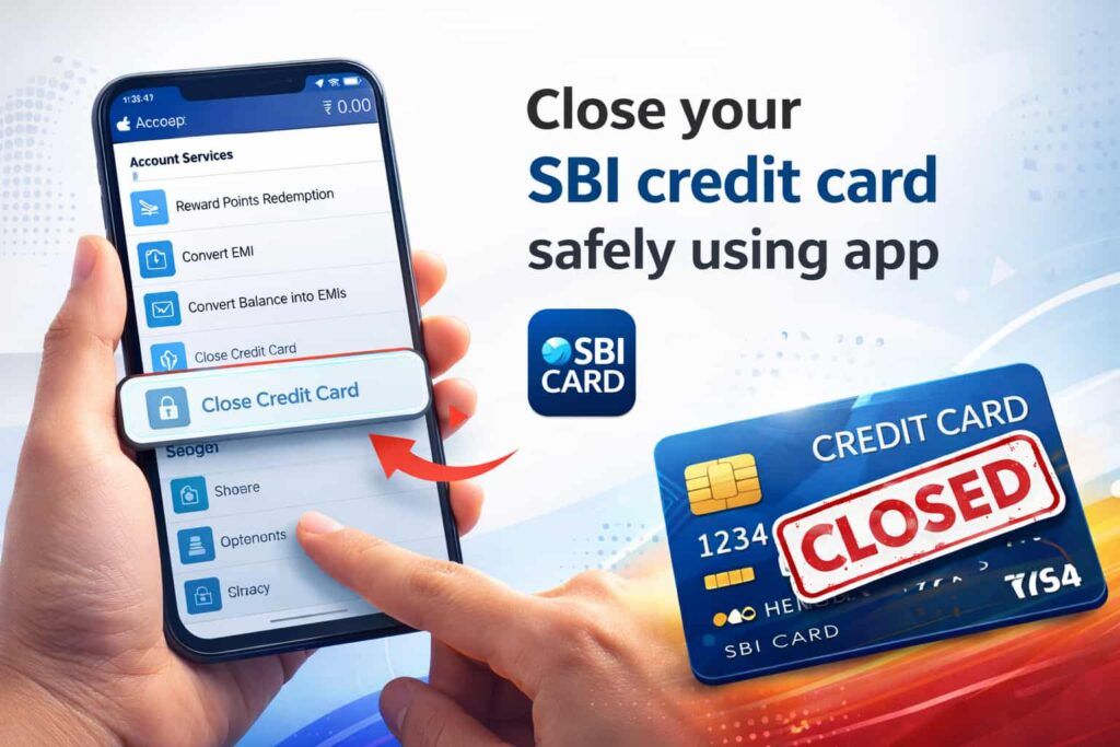 sbi card mobile app close credit card option
