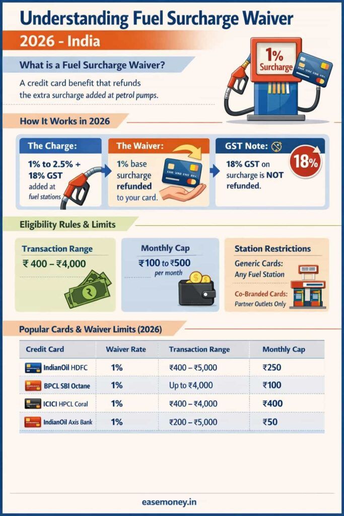 Fuel surcharge waiver credit card guide India 2026