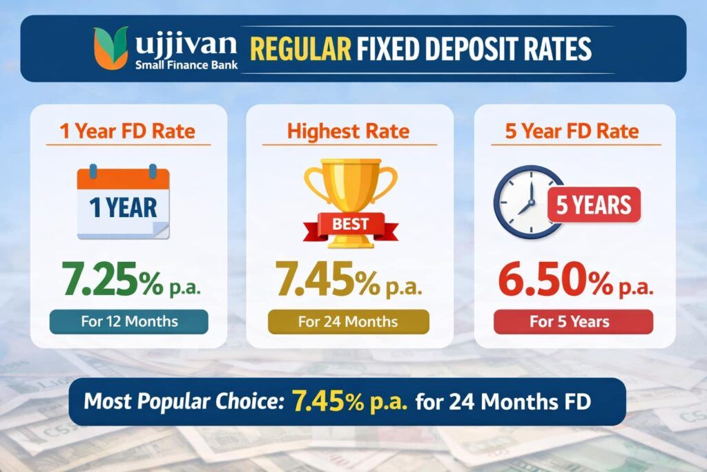 Ujjivan Small Finance Bank regular FD interest rates overview