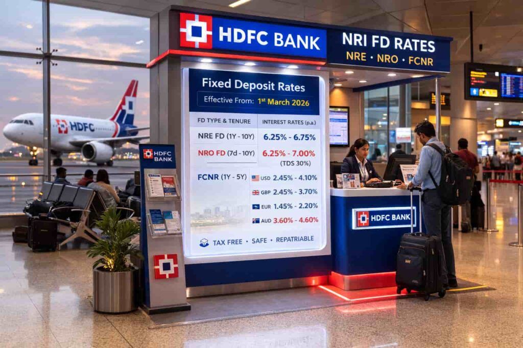 HDFC Bank NRI FD rates NRE NRO FCNR interest rates India